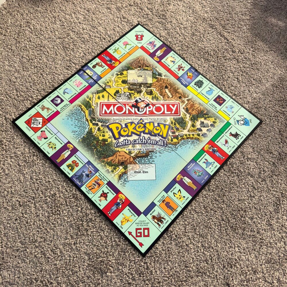 Pokémon Monopoly Collector's Edition Game Hasbro Gold & Silver 2001 - BOARD ONLY